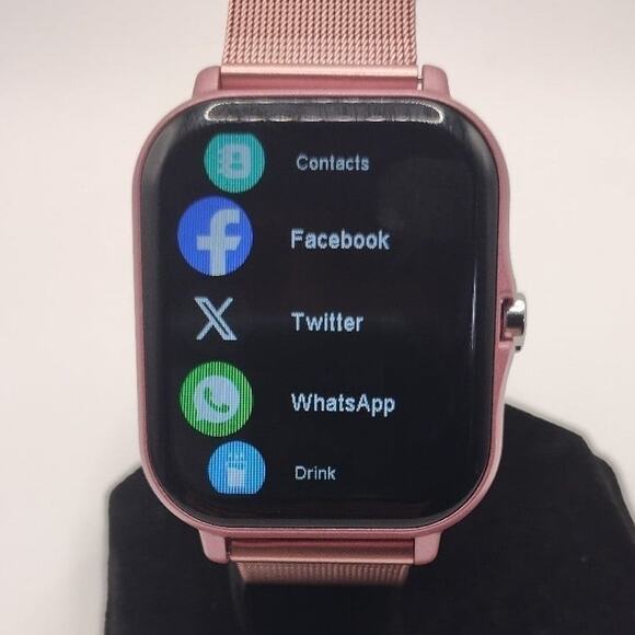 Pink Smartwatch Stainless Steel for Android or Apple Fitness Sleep Heart Tracker - Picture 5 of 10